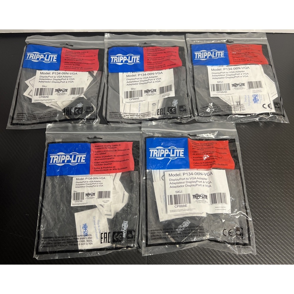 5 LOT - NEW Tripp Lite DisplayPort to VGA Adapter Model P134-06N-VGA